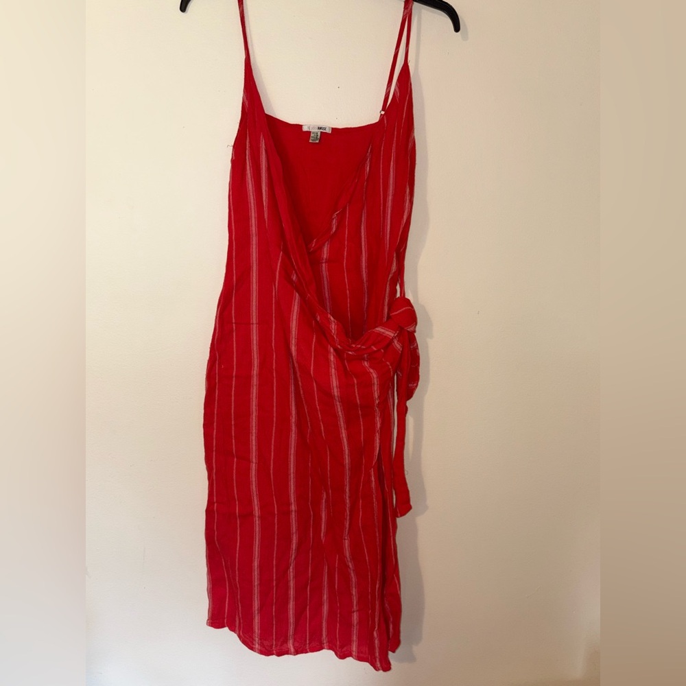 Revolve Amuse Society Bordeaux Blooms Striped Wrap Midi Dress Size Women’s M